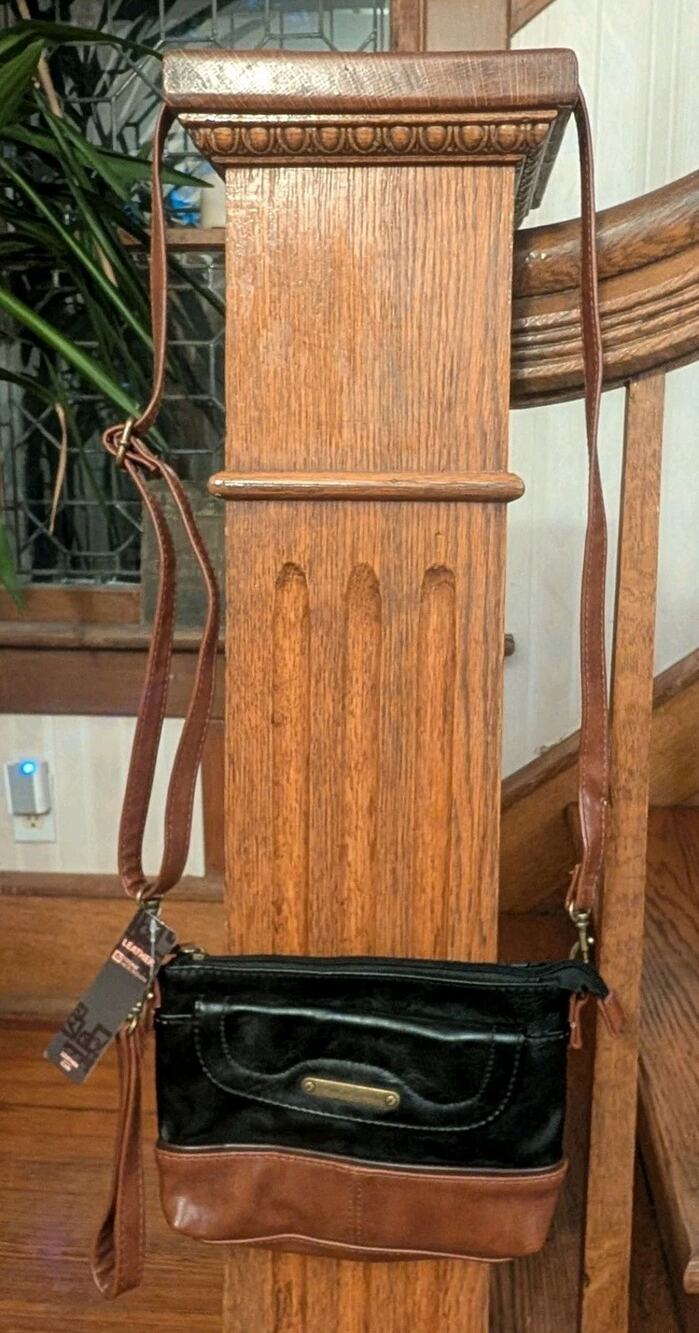 NWT Stone Mountain black and brown colorblock crossbody bag Handbag Adjustable